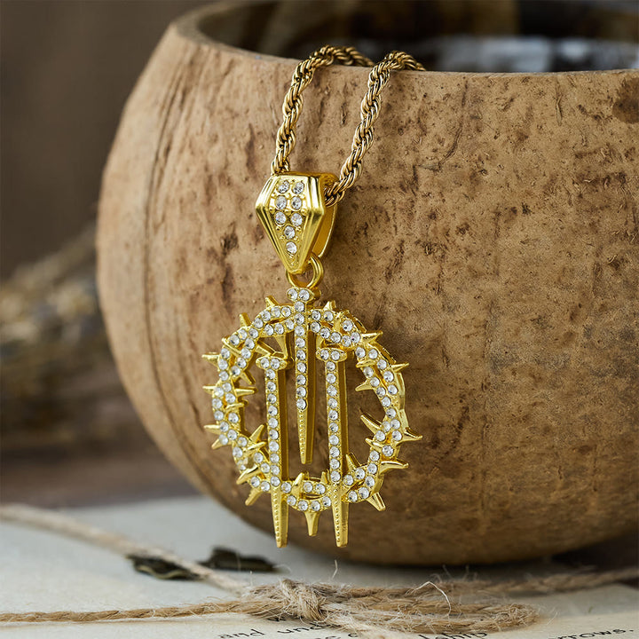 Christianartworkshop Dornen- und Nagelkrone – Seilkette: Ein Symbol des erlösenden Opfers - Golden - image 0