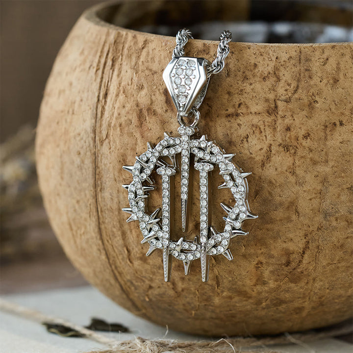 Christianartworkshop Dornen- und Nagelkrone – Seilkette: Ein Symbol des erlösenden Opfers - Silber - image 4