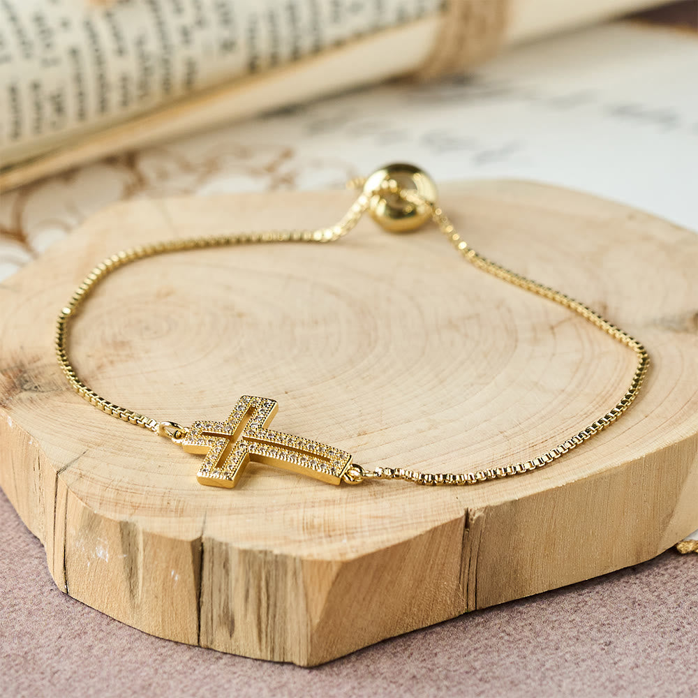 Christianartworkshop Armband mit Kreuz aus goldenem/silbernem/schwarzem Zirkon: Verkörpere die Anmut des Kreuzes - Golden - image 1