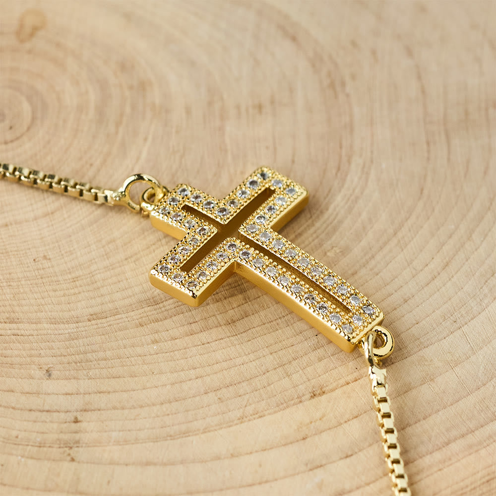 Christianartworkshop Armband mit Kreuz aus goldenem/silbernem/schwarzem Zirkon: Verkörpere die Anmut des Kreuzes - image 2