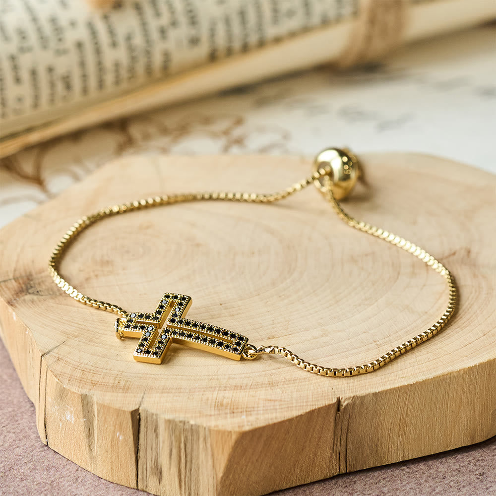 Christianartworkshop Armband mit Kreuz aus goldenem/silbernem/schwarzem Zirkon: Verkörpere die Anmut des Kreuzes - Schwarz - image 6