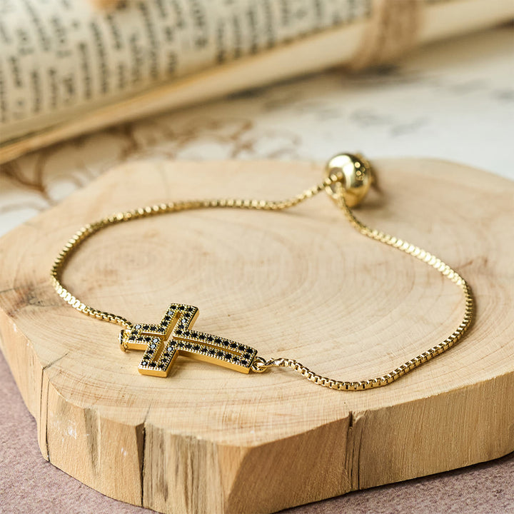 Christianartworkshop Armband mit Kreuz aus goldenem/silbernem/schwarzem Zirkon: Verkörpere die Anmut des Kreuzes - Schwarz - image 6