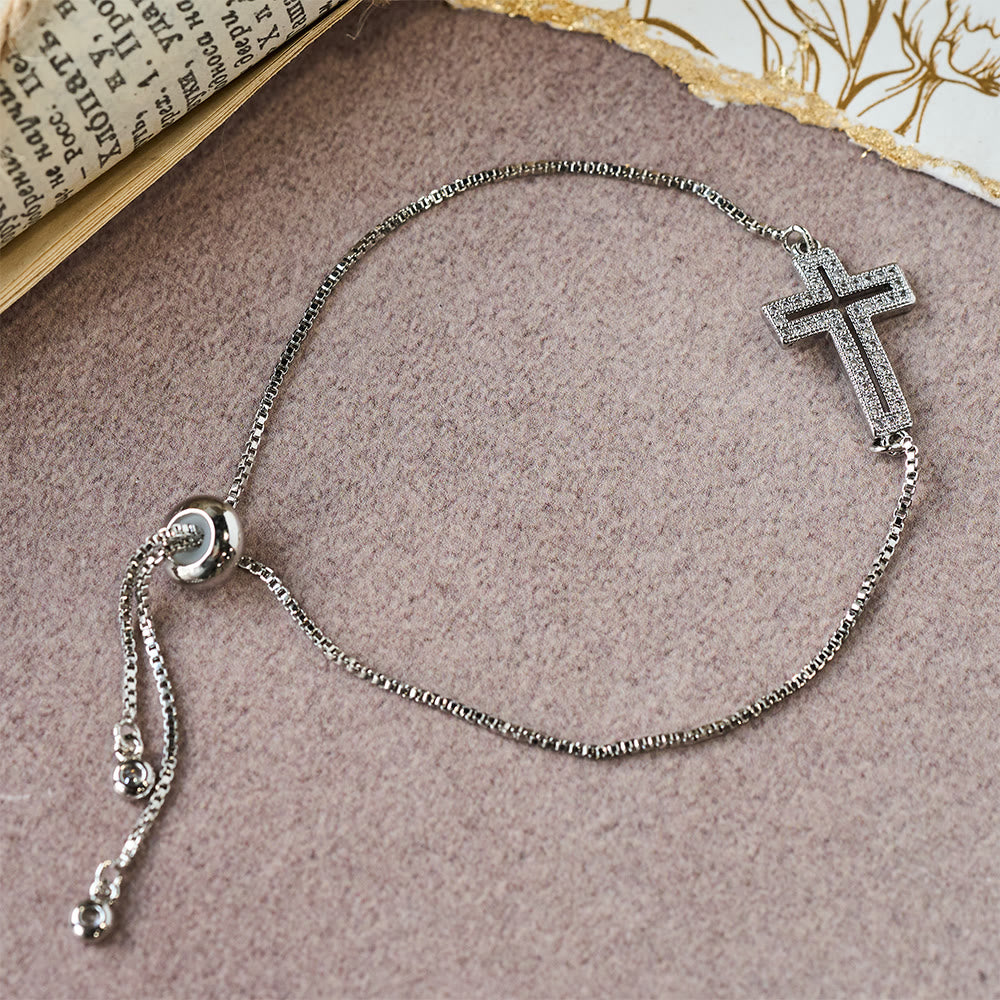 Christianartworkshop Armband mit Kreuz aus goldenem/silbernem/schwarzem Zirkon: Verkörpere die Anmut des Kreuzes - Silber - image 5