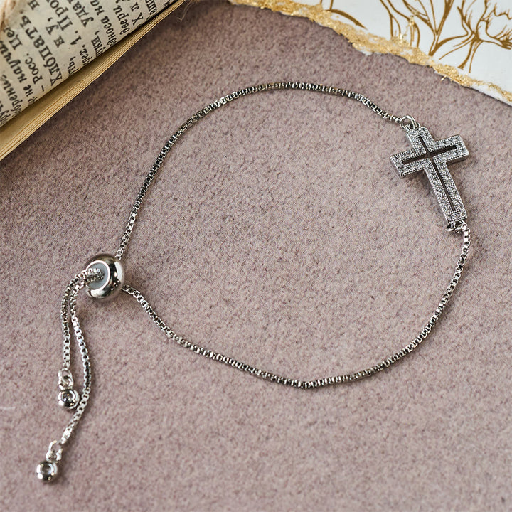 Christianartworkshop Armband mit Kreuz aus goldenem/silbernem/schwarzem Zirkon: Verkörpere die Anmut des Kreuzes - Silber - image 5