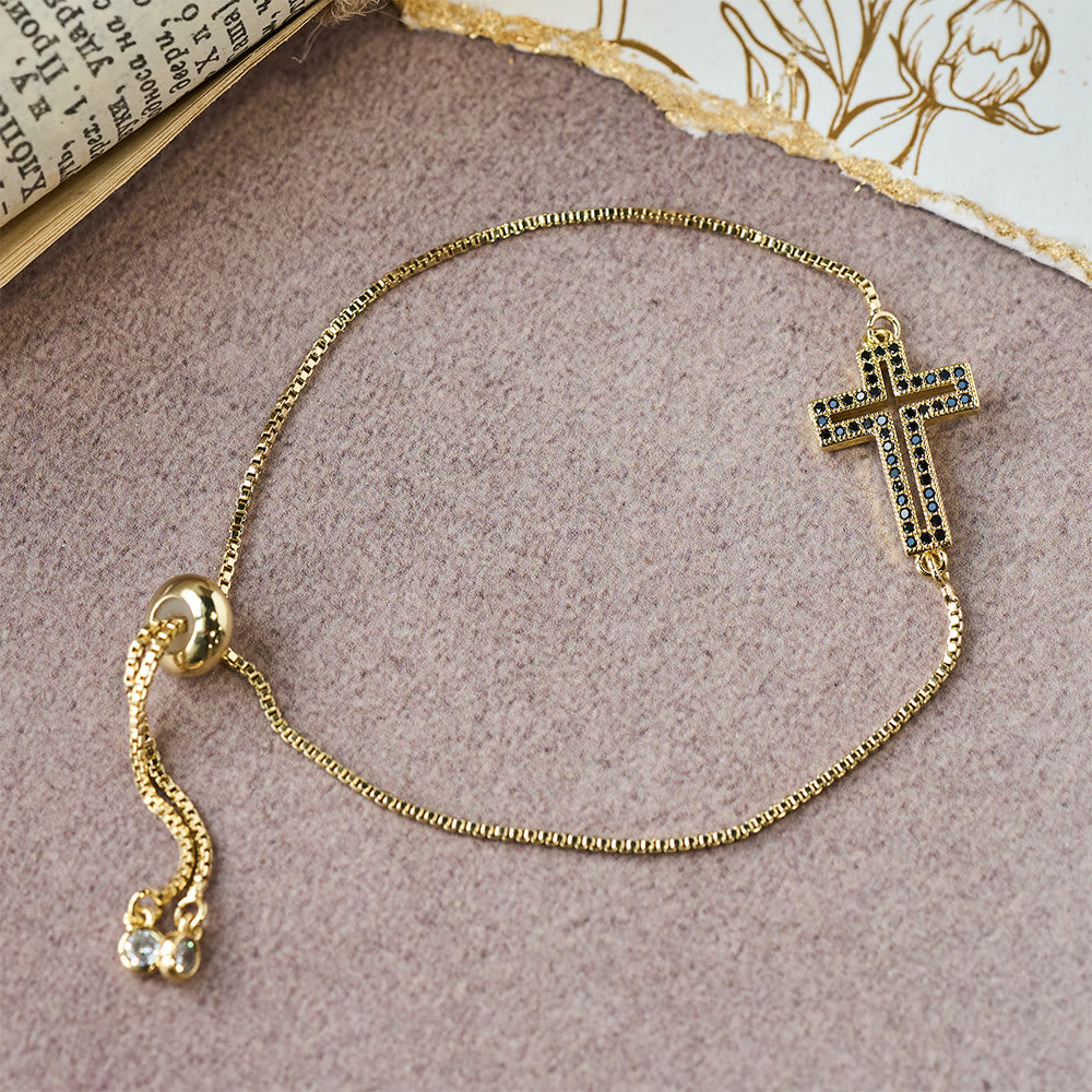 Christianartworkshop Armband mit Kreuz aus goldenem/silbernem/schwarzem Zirkon: Verkörpere die Anmut des Kreuzes - image 8