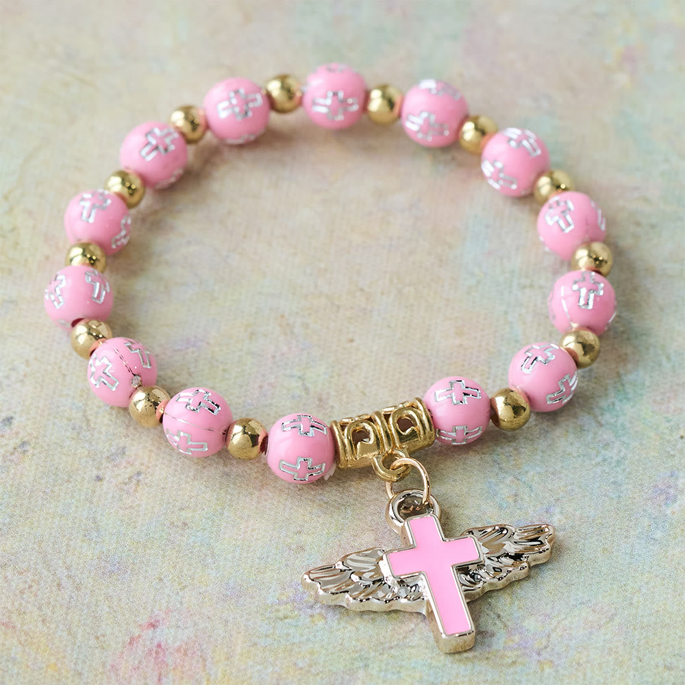 Christianartworkshop Armband mit geflügeltem Kreuz: Ein visuelles Gebet der Hingabe und Verbundenheit - Rosa - image 5