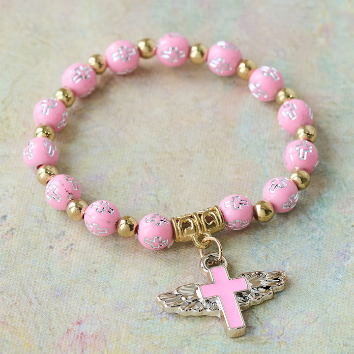 Christianartworkshop Armband mit geflügeltem Kreuz: Ein visuelles Gebet der Hingabe und Verbundenheit - Rosa - image 5