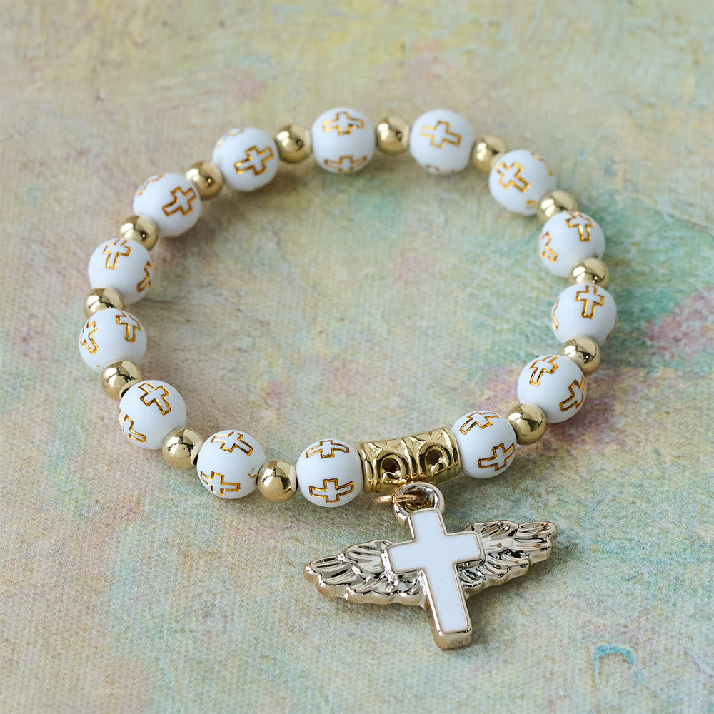 Christianartworkshop Armband mit geflügeltem Kreuz: Ein visuelles Gebet der Hingabe und Verbundenheit - Golden - image 2
