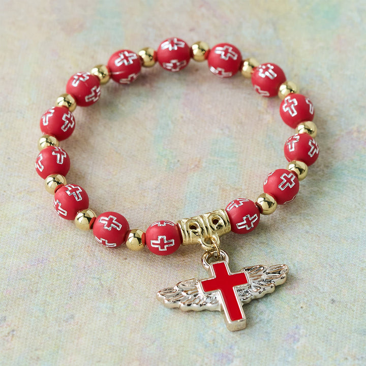 Christianartworkshop Armband mit geflügeltem Kreuz: Ein visuelles Gebet der Hingabe und Verbundenheit - Rot - image 4
