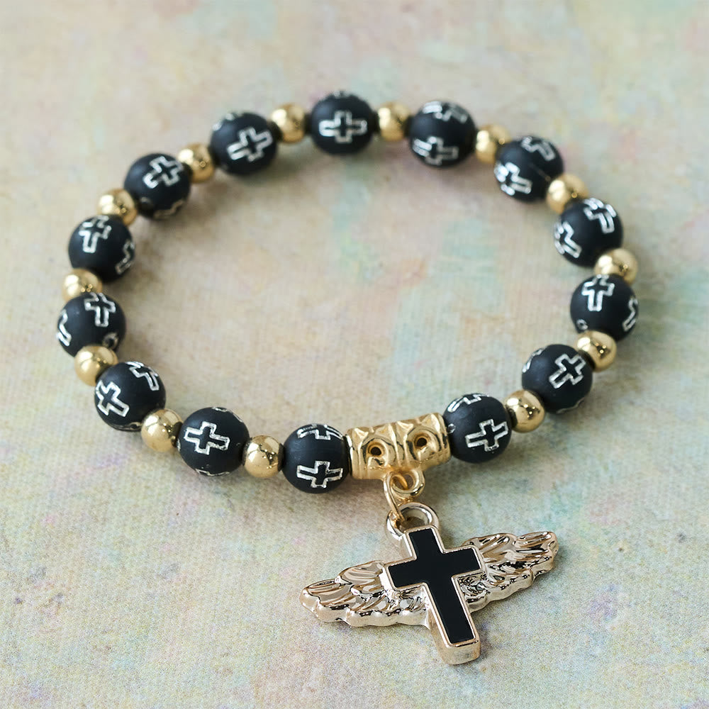 Christianartworkshop Armband mit geflügeltem Kreuz: Ein visuelles Gebet der Hingabe und Verbundenheit - Schwarz - image 8