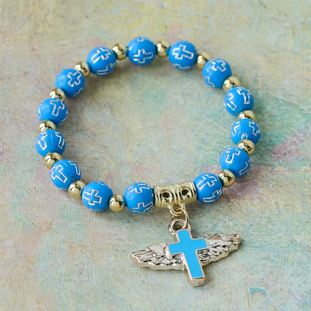 Christianartworkshop Armband mit geflügeltem Kreuz: Ein visuelles Gebet der Hingabe und Verbundenheit - Blau - image 6