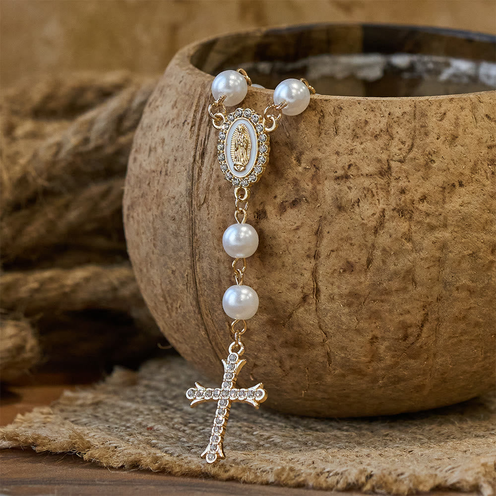 Eleganter weißer Rosenkranz mit Zirkonkreuz von Christianartworkshop : Ein zeitloses Symbol der Andacht und Gnade - image 5