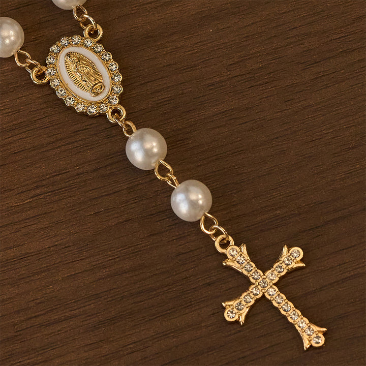 Eleganter weißer Rosenkranz mit Zirkonkreuz von Christianartworkshop : Ein zeitloses Symbol der Andacht und Gnade - image 6