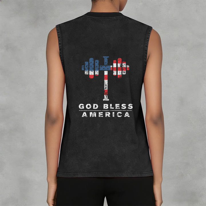 Christianartworkshop God Bless America Kreuz Hantel Unisex Waschbares Tanktop - image 2