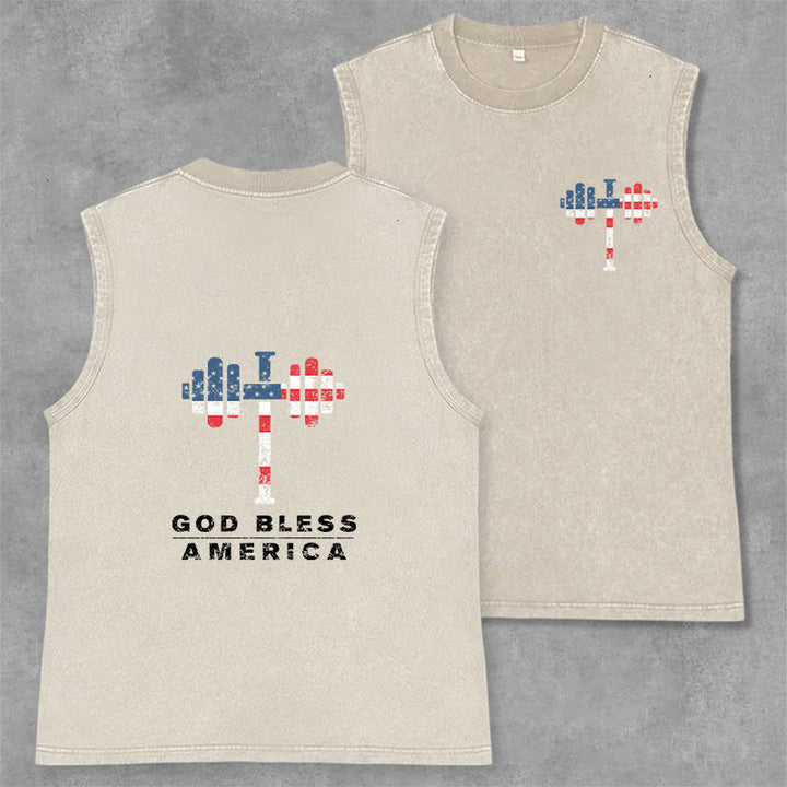Christianartworkshop God Bless America Kreuz Hantel Unisex Waschbares Tanktop - Beige - 2XL - image 8
