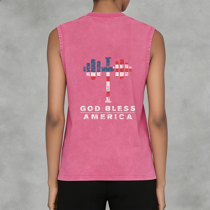 Christianartworkshop God Bless America Kreuz Hantel Unisex Waschbares Tanktop - image 18
