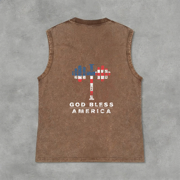Christianartworkshop God Bless America Kreuz Hantel Unisex Waschbares Tanktop - image 5