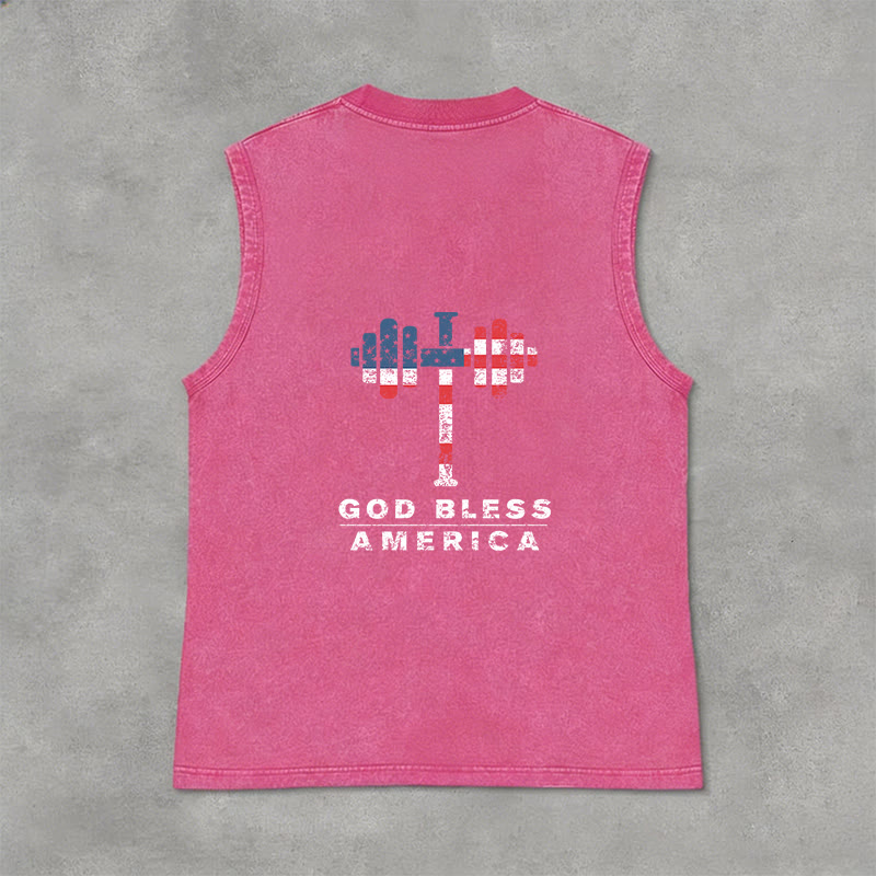 Christianartworkshop God Bless America Kreuz Hantel Unisex Waschbares Tanktop - image 19