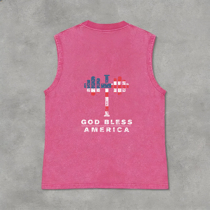 Christianartworkshop God Bless America Kreuz Hantel Unisex Waschbares Tanktop - image 19