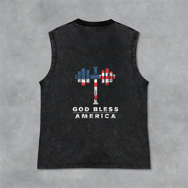 Christianartworkshop God Bless America Kreuz Hantel Unisex Waschbares Tanktop - image 3