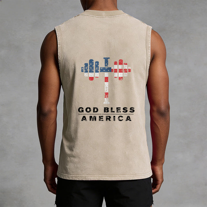 Christianartworkshop God Bless America Kreuz Hantel Unisex Waschbares Tanktop - image 10