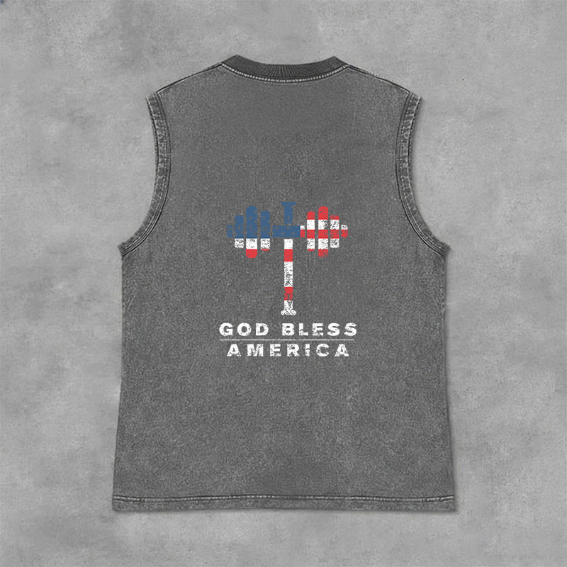 Christianartworkshop God Bless America Kreuz Hantel Unisex Waschbares Tanktop - image 15