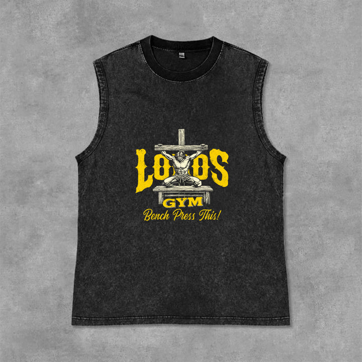Christianartworkshop Lord's Gym: Bench Press This Cross Unisex Washed Tank Top - Schwarz - 2XL - image 6