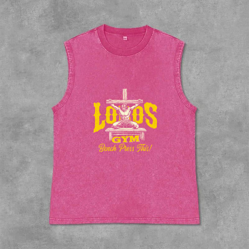 Christianartworkshop Lord's Gym: Bench Press This Cross Unisex Washed Tank Top - Rosa - 2XL - image 9