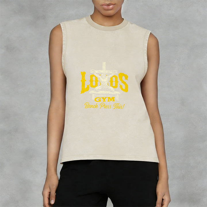 Christianartworkshop Lord's Gym: Bench Press This Cross Unisex Washed Tank Top - image 14