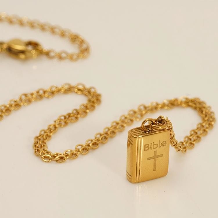 Christianartworkshop Bibelanhänger mit Kreuzmotiv: Verleihen Sie Ihrem Stil spirituelle Bedeutung - Golden - image 0