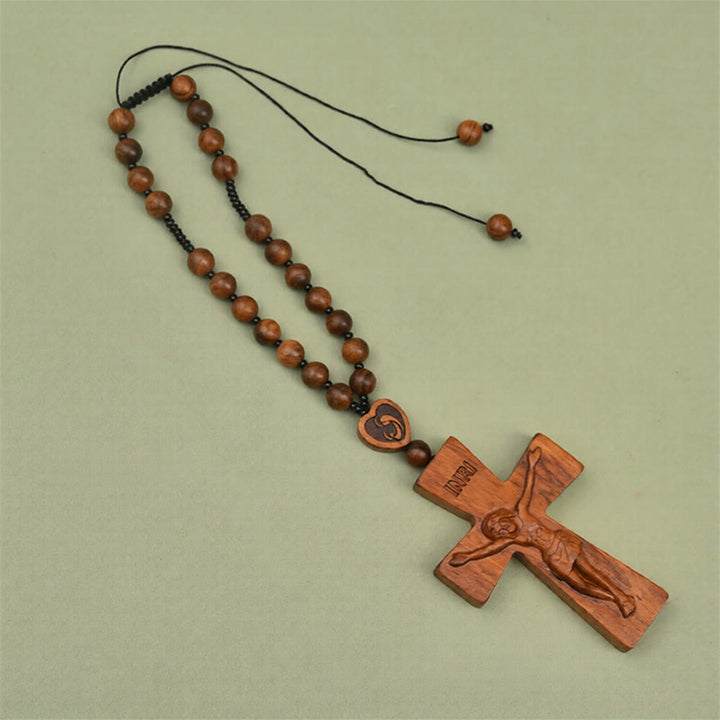 Christianartworkshop Zweifach gestalteter Rosenkranzanhänger aus Holz mit Kruzifix-Motiv: Ein Symbol für den Schutz des Reisenden - Kruzifix B - image 5