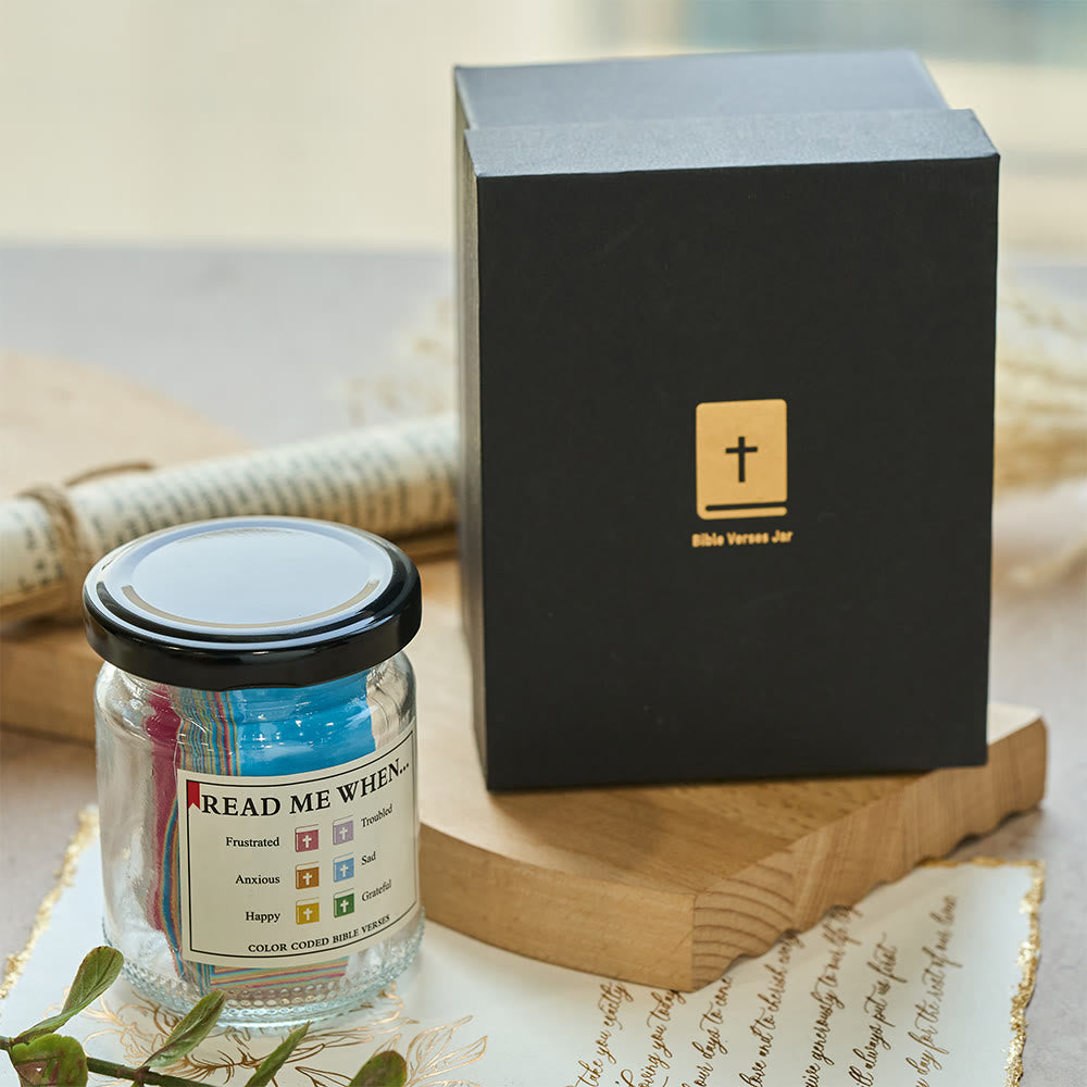 Christianartworkshop Farbcodiertes Einmachglas mit Bibelversen, Korkdeckel und Geschenkbox: Eine greifbare Erinnerung an die Heilige Schrift - D (90 Stück) - image 20