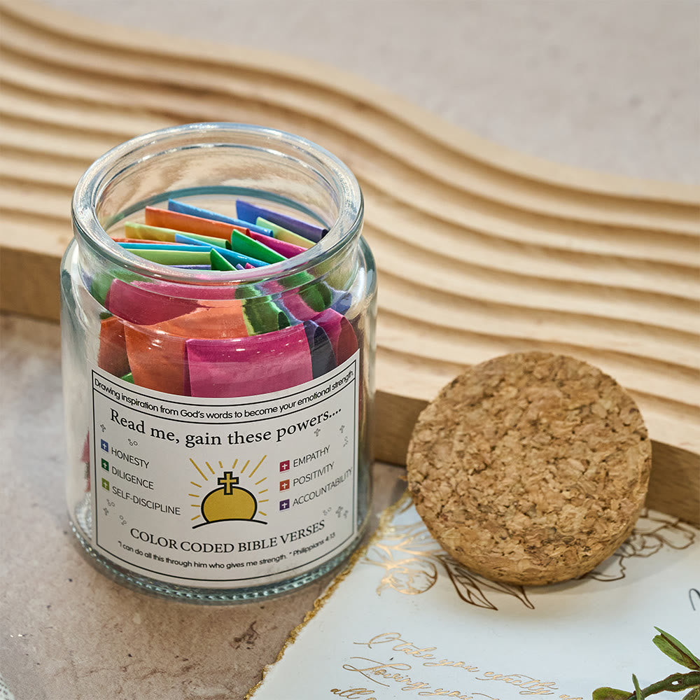 Christianartworkshop Farbcodiertes Einmachglas mit Bibelversen, Korkdeckel und Geschenkbox: Eine greifbare Erinnerung an die Heilige Schrift - image 17