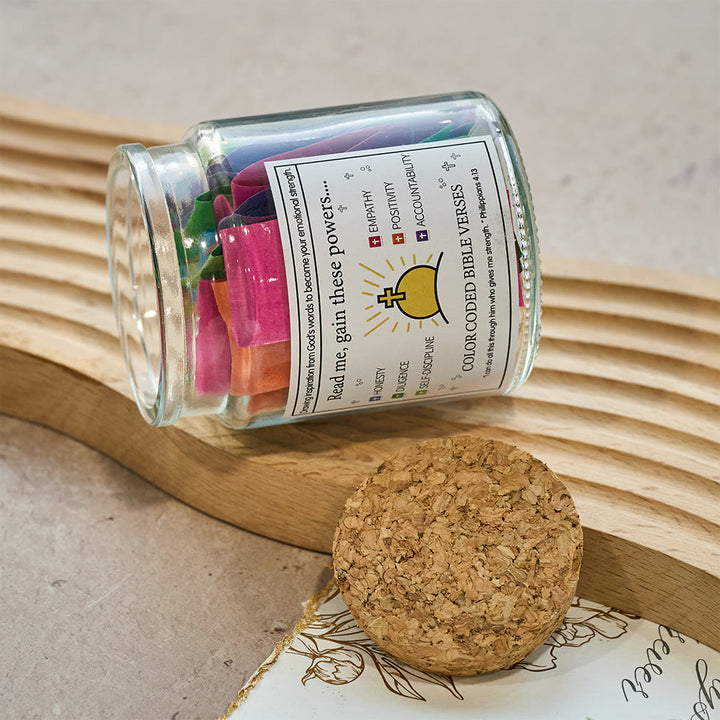 Christianartworkshop Farbcodiertes Einmachglas mit Bibelversen, Korkdeckel und Geschenkbox: Eine greifbare Erinnerung an die Heilige Schrift - image 19