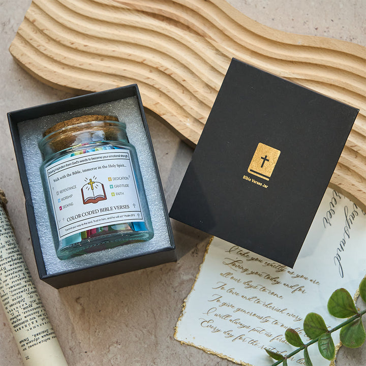 Christianartworkshop Farbcodiertes Einmachglas mit Bibelversen, Korkdeckel und Geschenkbox: Eine greifbare Erinnerung an die Heilige Schrift - image 5