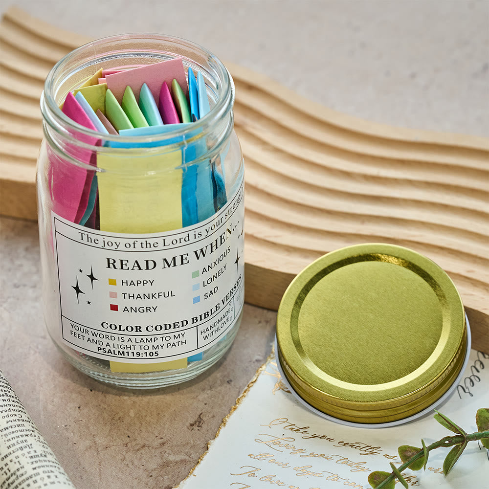 Christianartworkshop Farbcodiertes Einmachglas mit Bibelversen, Korkdeckel und Geschenkbox: Eine greifbare Erinnerung an die Heilige Schrift - image 26