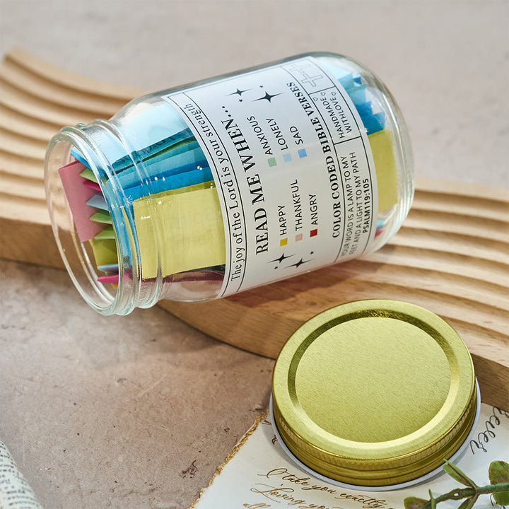 Christianartworkshop Farbcodiertes Einmachglas mit Bibelversen, Korkdeckel und Geschenkbox: Eine greifbare Erinnerung an die Heilige Schrift - image 27