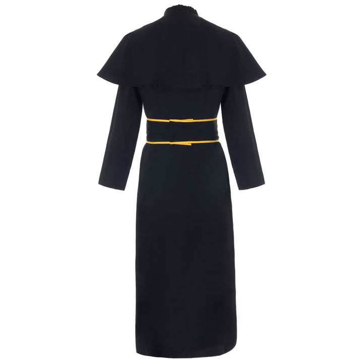 Schwarze Priesterkutte im mittelalterlichen Stil von Christianartworkshop mit Kreuzquastengürtel und Schalkragen - image 3