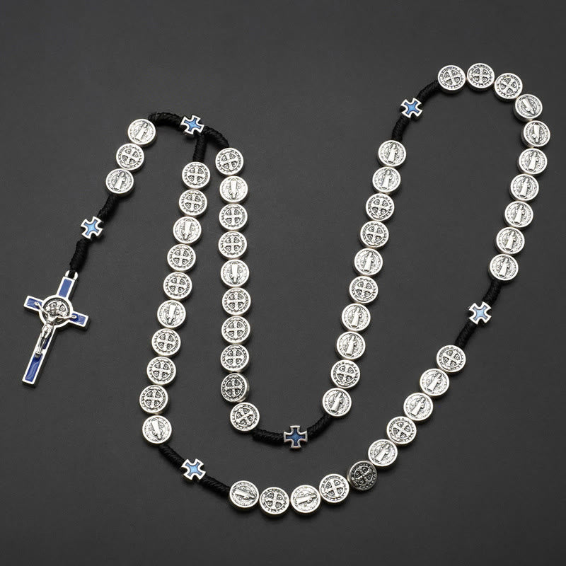 Christianartworkshop St. Benedikt Seil ein Jahrzehnt Rosenkranz für Exorzismus/Beten (4 Farben) - Kruzifix-blau - image 0