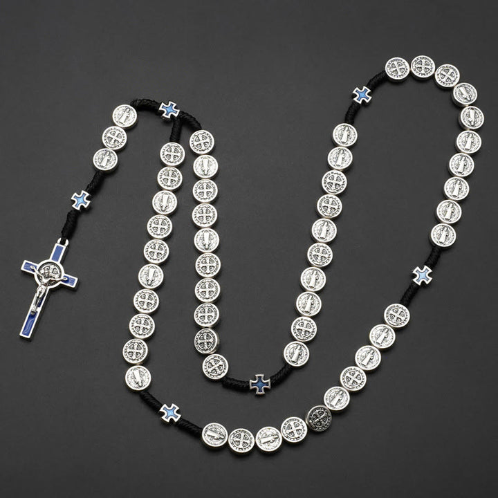 Christianartworkshop St. Benedikt Seil ein Jahrzehnt Rosenkranz für Exorzismus/Beten (4 Farben) - Kruzifix-blau - image 0