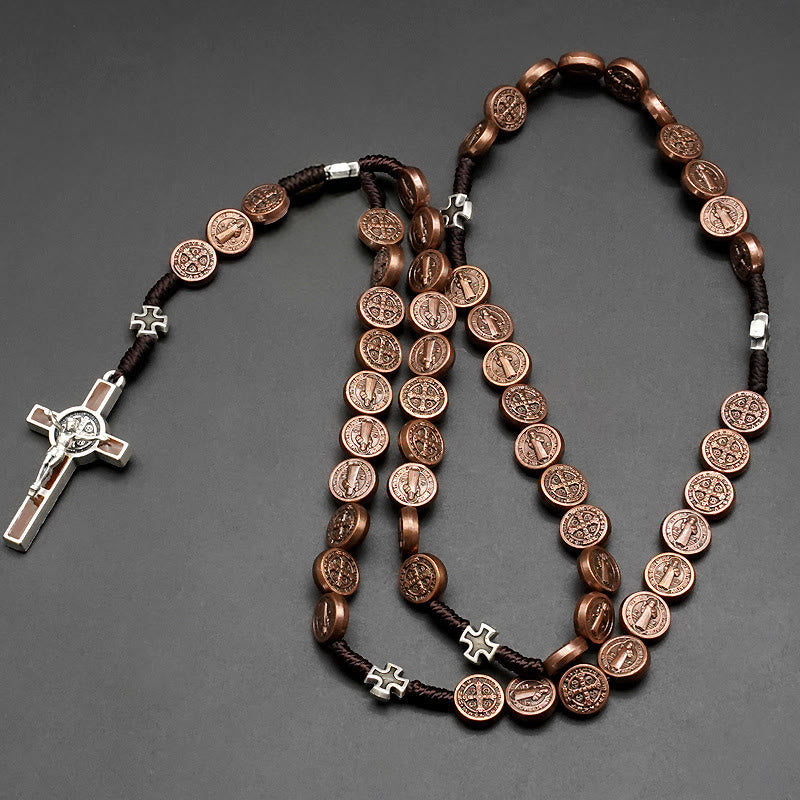Christianartworkshop St. Benedikt Seil ein Jahrzehnt Rosenkranz für Exorzismus/Beten (4 Farben) - Kruzifix-Bronze - image 5