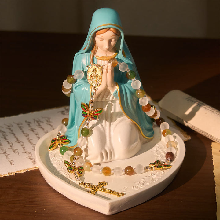 Christianartworkshop Rosenkranz aus natürlichem Malachit mit Emaille in Schmetterlingsform: Schmetterling des Glaubens - image 6