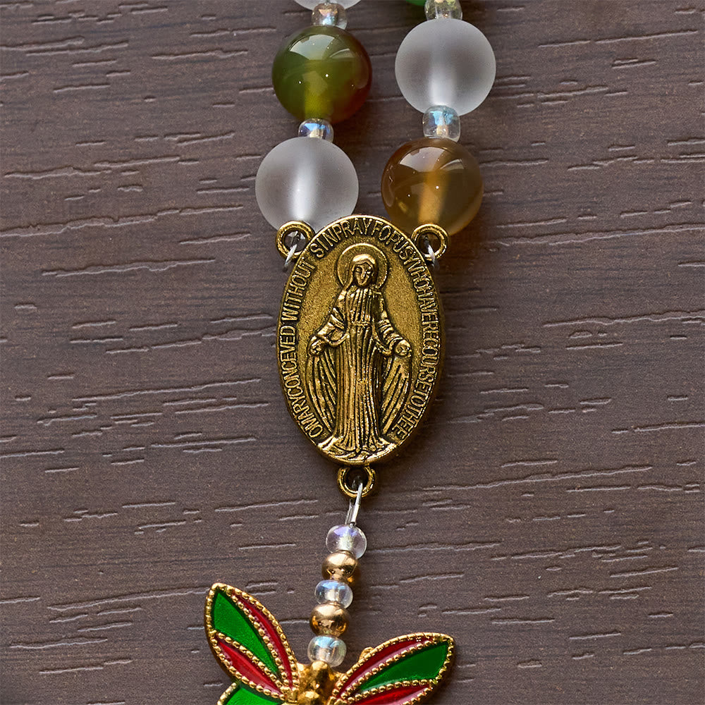 Christianartworkshop Rosenkranz aus natürlichem Malachit mit Emaille in Schmetterlingsform: Schmetterling des Glaubens - image 8