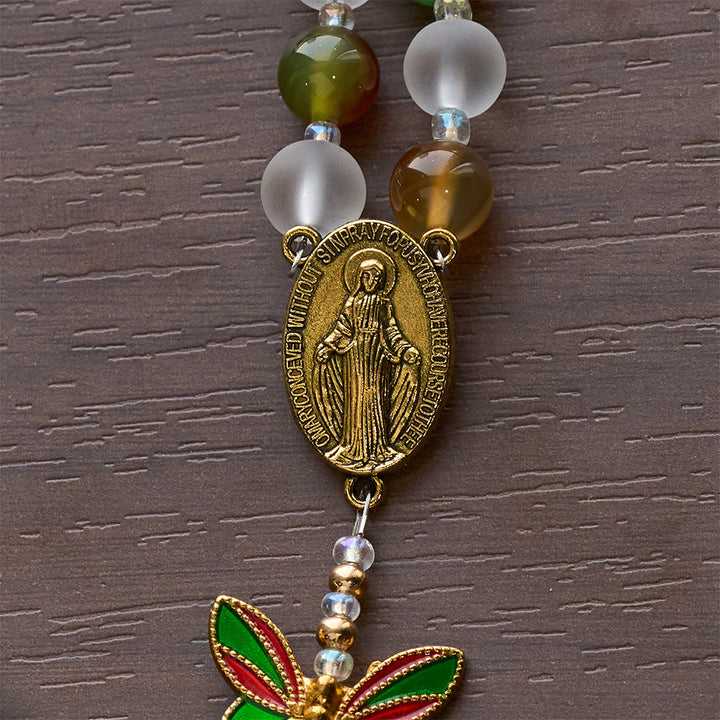 Christianartworkshop Rosenkranz aus natürlichem Malachit mit Emaille in Schmetterlingsform: Schmetterling des Glaubens - image 8