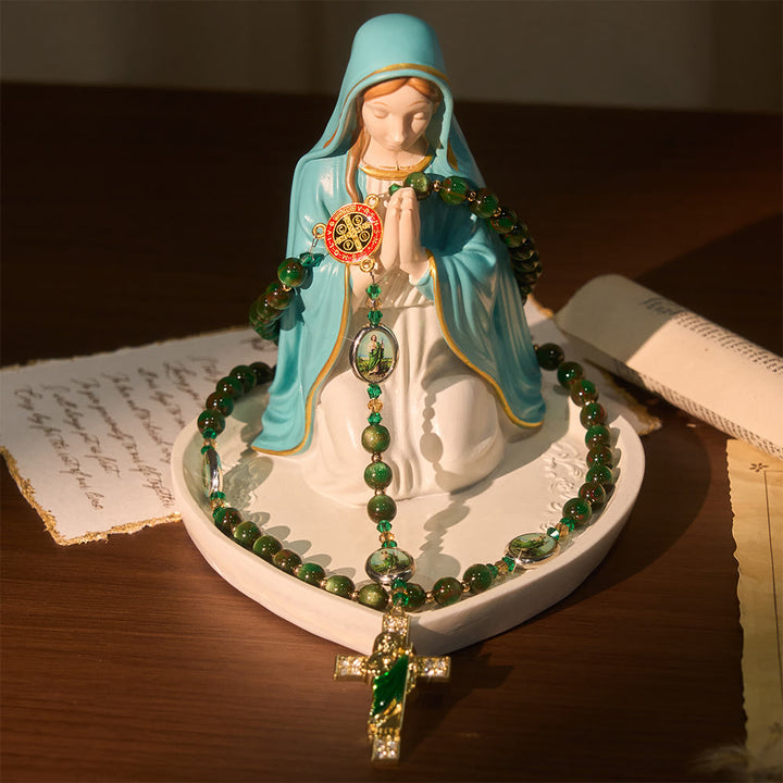 Christianartworkshop Rosenkranz mit grünen Glitzerperlen zum Heiligen Judas: Der Heilige Judas, Schutzpatron der Hoffnung - image 6