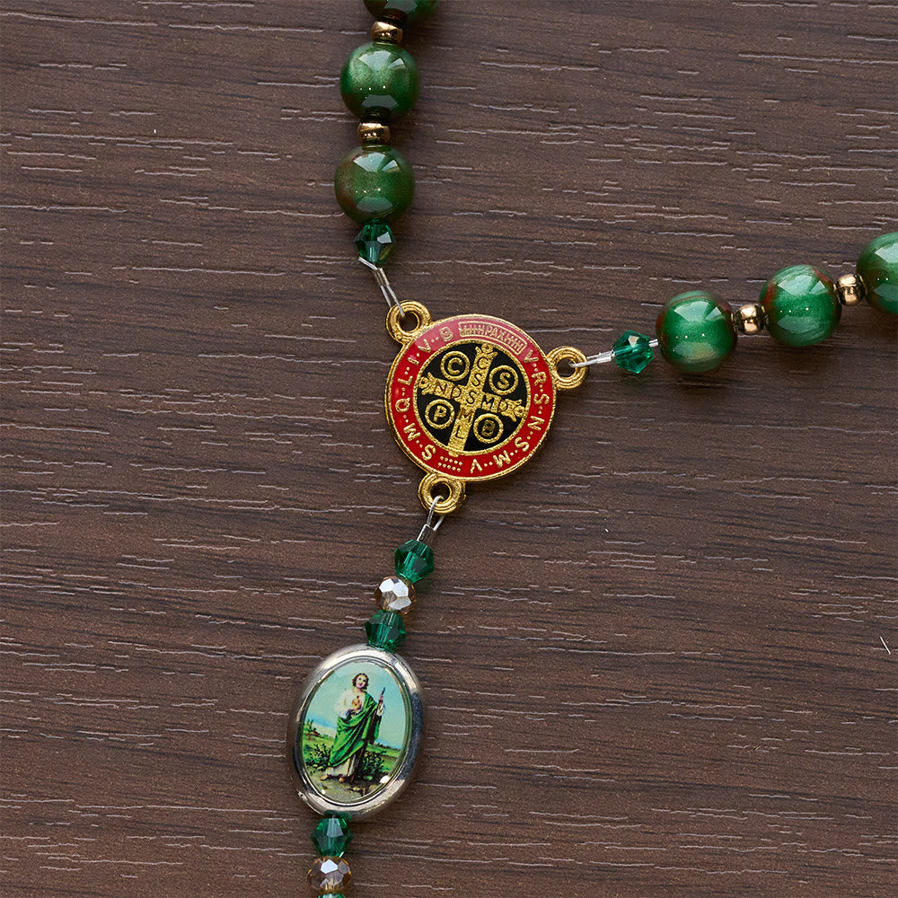 Christianartworkshop Rosenkranz mit grünen Glitzerperlen zum Heiligen Judas: Der Heilige Judas, Schutzpatron der Hoffnung - image 9
