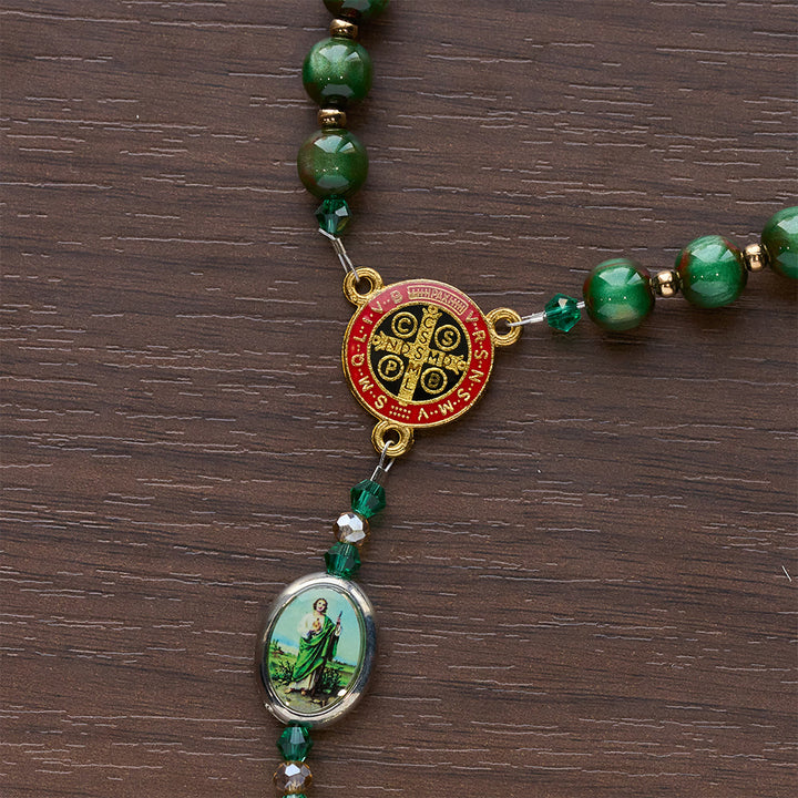 Christianartworkshop Rosenkranz mit grünen Glitzerperlen zum Heiligen Judas: Der Heilige Judas, Schutzpatron der Hoffnung - image 9