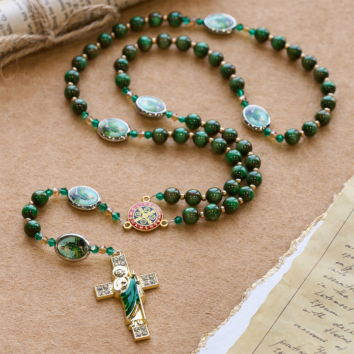 Christianartworkshop Rosenkranz mit grünen Glitzerperlen zum Heiligen Judas: Der Heilige Judas, Schutzpatron der Hoffnung - image 3