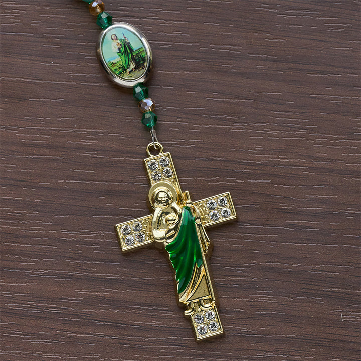 Christianartworkshop Rosenkranz mit grünen Glitzerperlen zum Heiligen Judas: Der Heilige Judas, Schutzpatron der Hoffnung - image 7