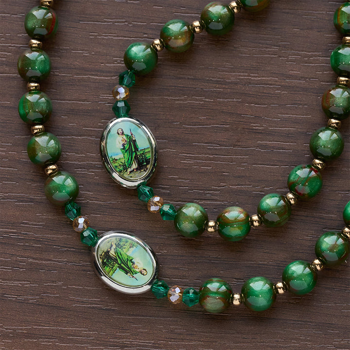 Christianartworkshop Rosenkranz mit grünen Glitzerperlen zum Heiligen Judas: Der Heilige Judas, Schutzpatron der Hoffnung - image 8